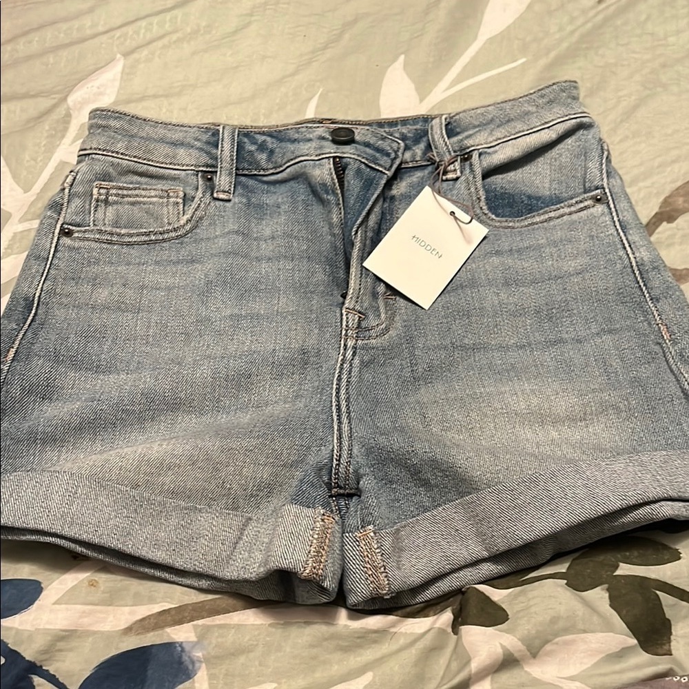 Soft denim cuffed jean shorts